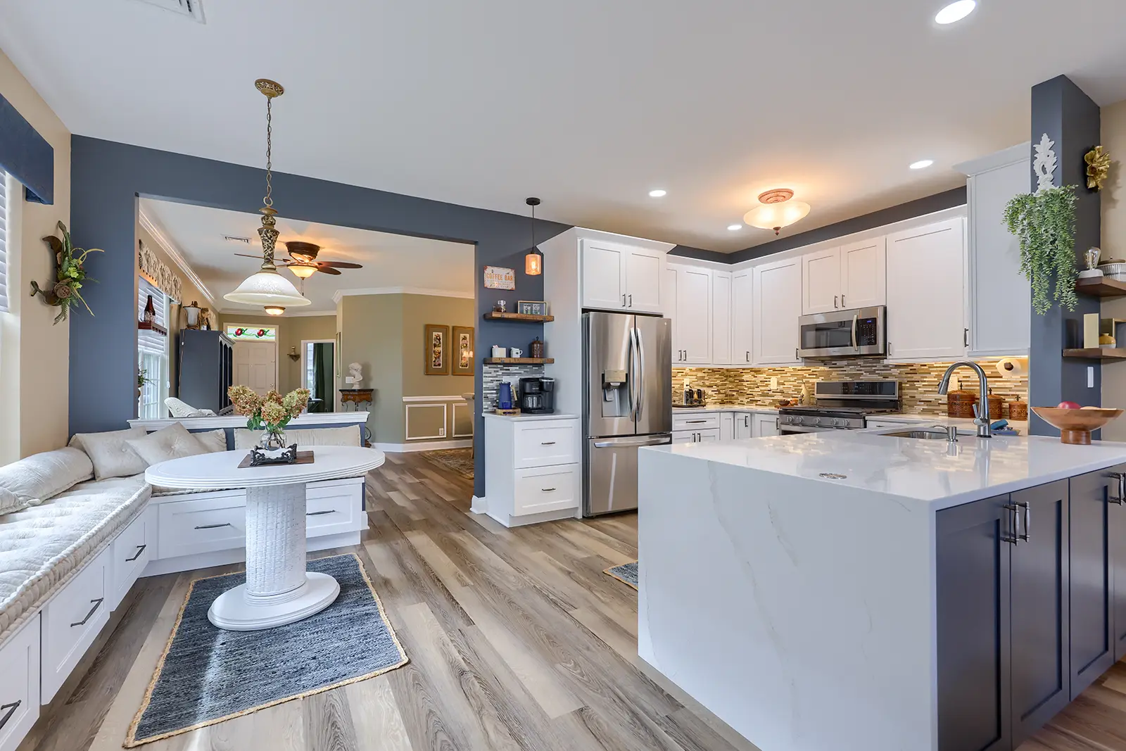 Elegant chandelier kitchen lighting in a Lancaster, PA home.