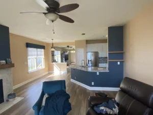 A cohesive home remodel showcasing kitchen and bathroom renovation packages Lancaster PA with matching premium cabinetry and granite countertops.