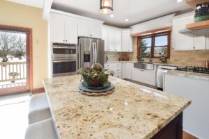 Luxury kitchen featuring a custom granite countertop installation in a Lancaster PA home.