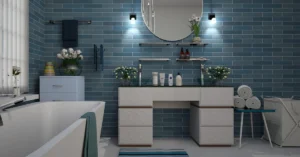 Sleek LED backlit mirrors and pendant lights as part of modern bathroom design ideas Lancaster PA